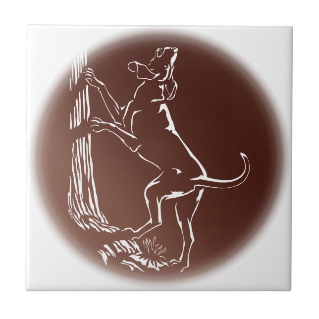 Hound Dog Art Ceramic Tile Hunting Dog Decor (Front)