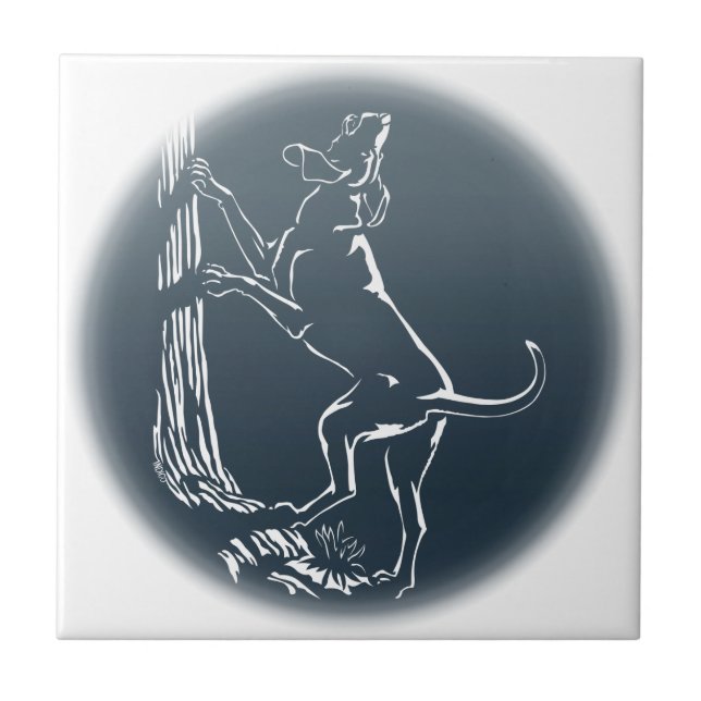 Hound Dog Art Ceramic Tile Hunting Dog Decor (Front)
