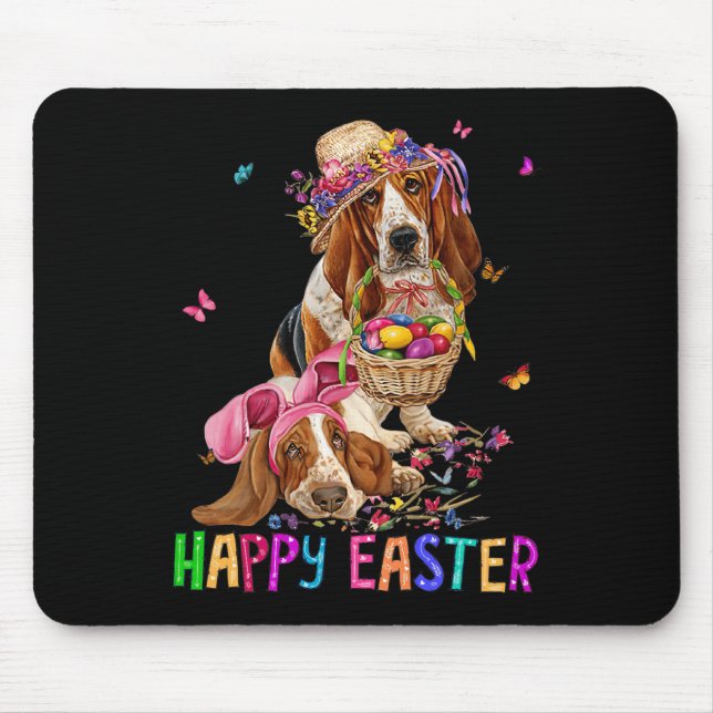 Hound Dog Bunny Easter Costume Rabbit Happy Easter Mouse Pad (Front)