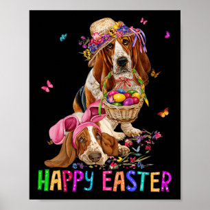 Hound Dog Bunny Easter Costume Rabbit Happy Easter Poster