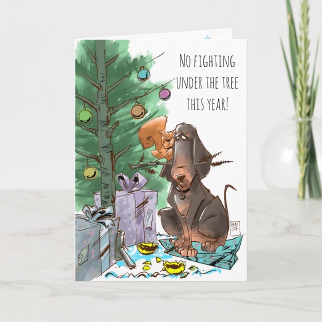 Hound Dog Christmas Holiday Card (Front)