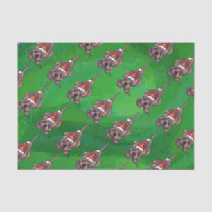 Hound Dog Christmas On Green Tissue Paper