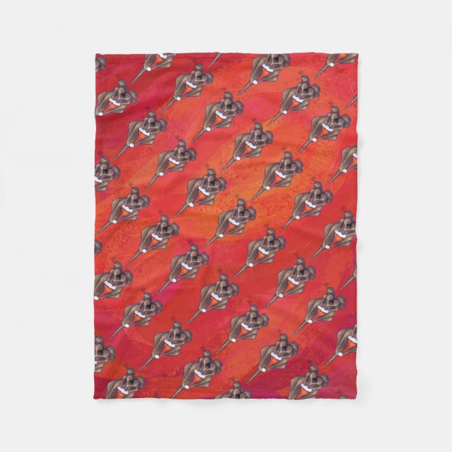 Hound Dog Christmas On Red Fleece Blanket (Front)