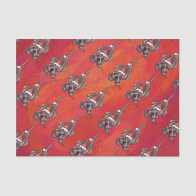 Hound Dog Christmas On Red Tissue Paper (Front)