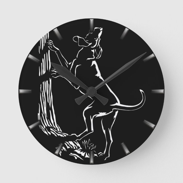 Hound Dog Clock Hunting Dog Art Wall Clock (Front)