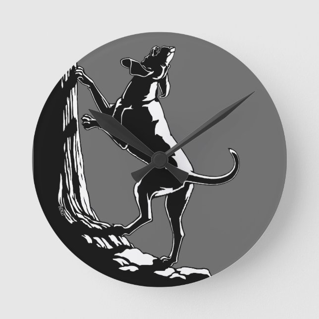 Hound Dog Clock Hunting Dog Art Wall Clock (Front)