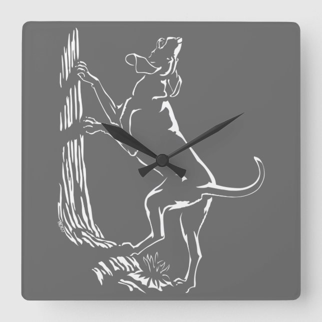 Hound Dog Clock Hunting Dog Art Wall Clock (Front)