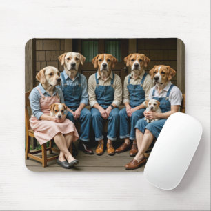 Hound Dog Family Portrait On a Porch Mouse Pad