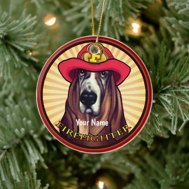 Hound Dog Firefighter ornament (Tree)