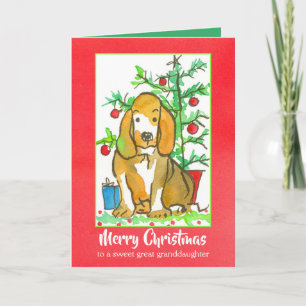 Hound Dog Merry Christmas Great Granddaughter Card