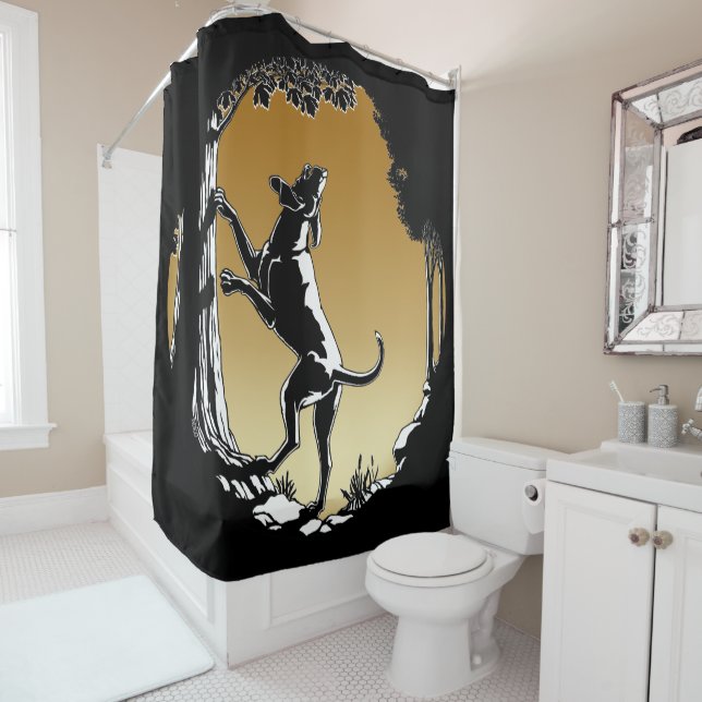 Hound Dog Shower Curtain Coonhound Hunting Dog (In Situ)