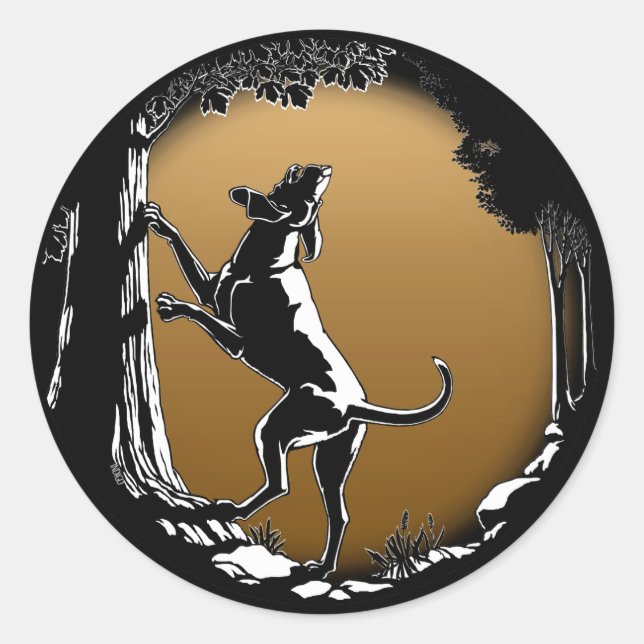 Hound Dog Stickers Hunting Dog Art Stickers (Front)