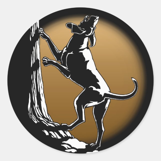 Hound Dog Stickers Hunting Dog Art Stickers (Front)
