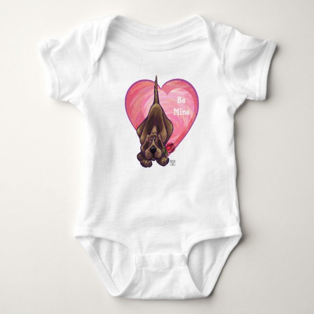 Hound Dog Valentine's Day Baby Bodysuit (Front)