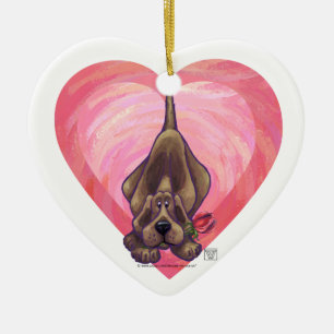 Hound Dog Valentine's Day Ceramic Tree Decoration