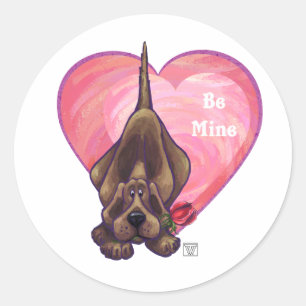 Hound Dog Valentine's Day Classic Round Sticker