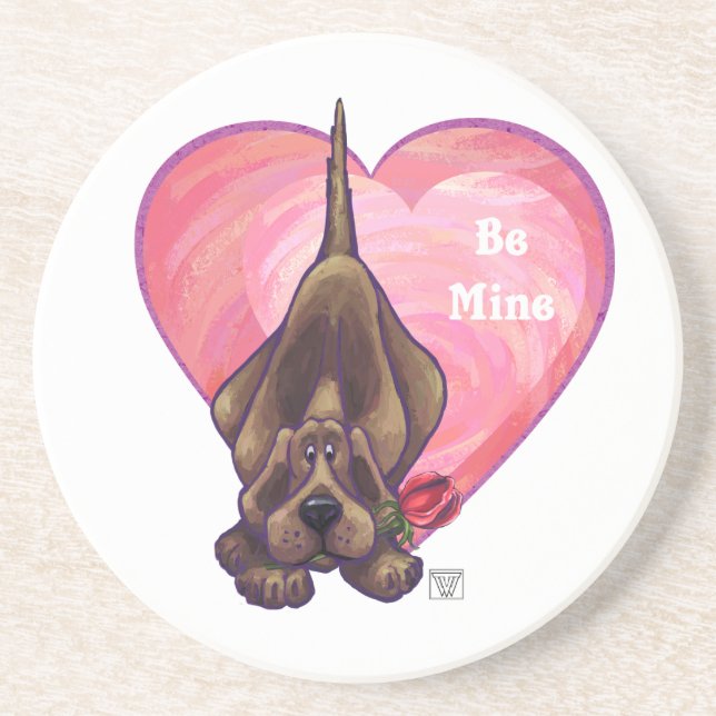 Hound Dog Valentine's Day Coaster (Front)