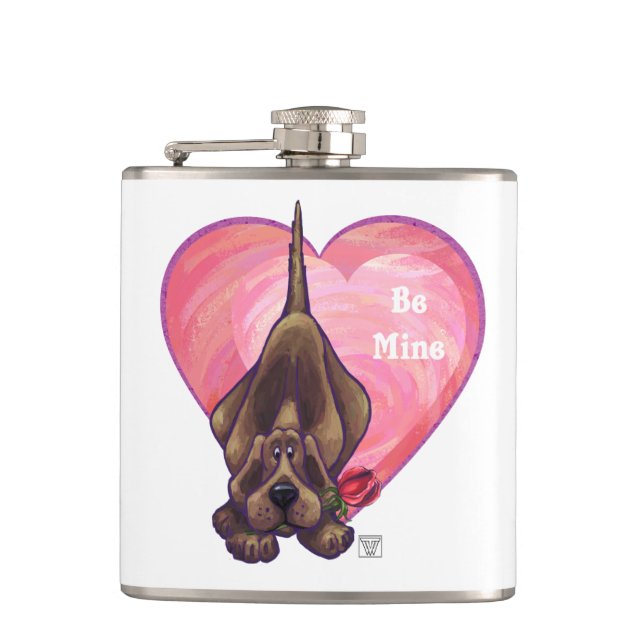 Hound Dog Valentine's Day Hip Flask (Front)