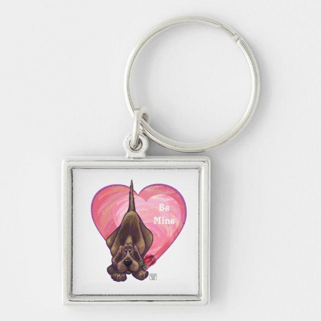 Hound Dog Valentine's Day Key Ring (Front)