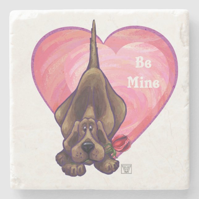 Hound Dog Valentine's Day Stone Coaster (Front)
