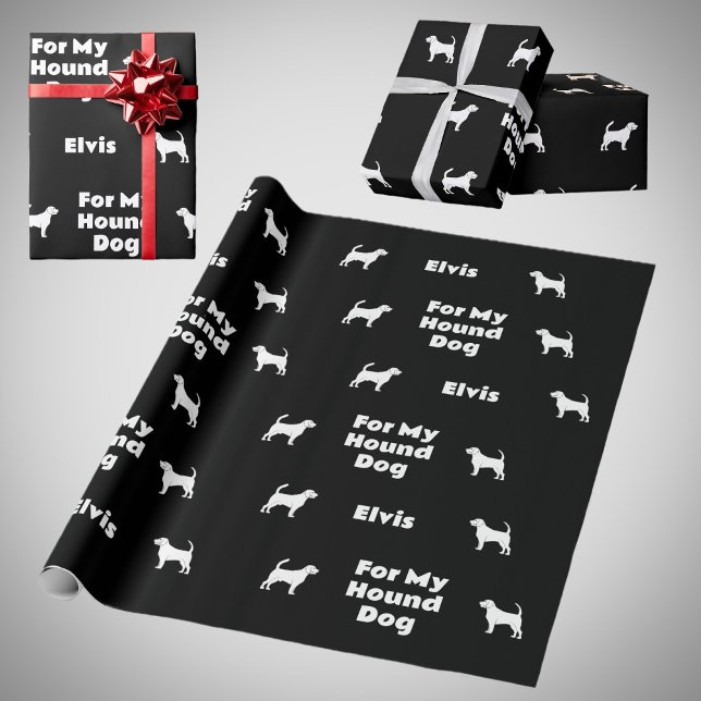 Hound Male Dog Silhouettes Black and White Wrapping Paper (Creator Uploaded)