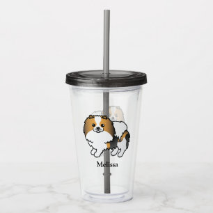 Hound Tricolor Pomeranian Cute Cartoon Dog & Name Acrylic Tumbler