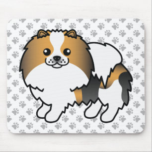 Hound Tricolor Pomeranian Cute Cartoon Dog & Paws Mouse Pad