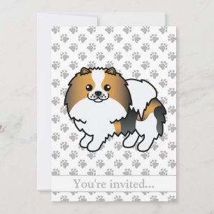 Hound Tricolor Pomeranian Cute Dog Birthday Party Invitation