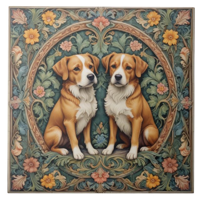 Hounds of the Hidden Grove Ceramic Tile (Front)