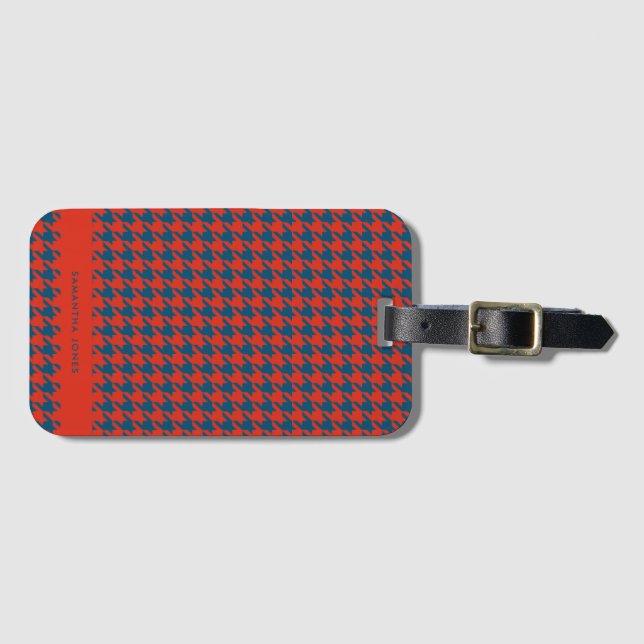 Hounds Tooth Personalized Luggage Tag (Front Horizontal)