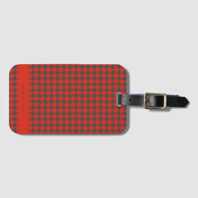 Hounds Tooth Personalized  Luggage Tag (Front Horizontal)
