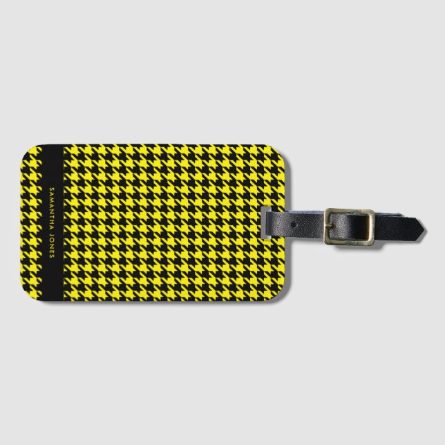 Hounds Tooth Personalized  Luggage Tag (Front Horizontal)