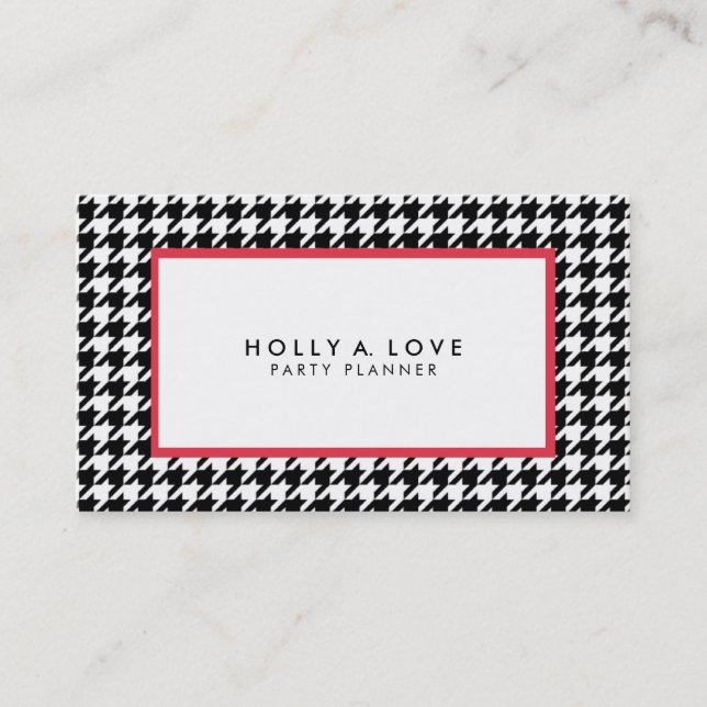 Houndstooth #2 | Black & White | Customisable Business Card (Front)