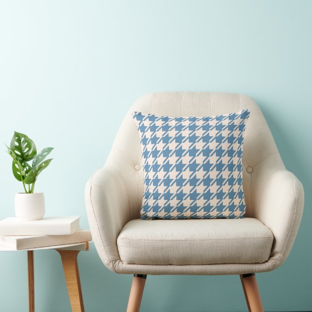 Houndstooth 2Way Blue+Cream Big Pattern Cushion (Chair)