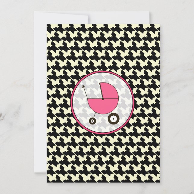 Houndstooth and Pink Baby Shower Invitation (Front)
