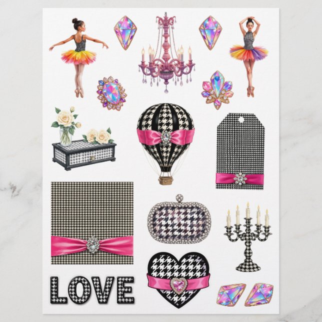 Houndstooth Art Scrapbook Paper Cutouts (Front)