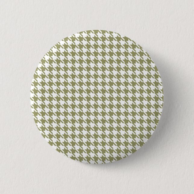 Houndstooth Avocado and White 6 Cm Round Badge (Front)