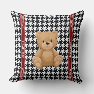 Houndstooth Bear Home, Cushion