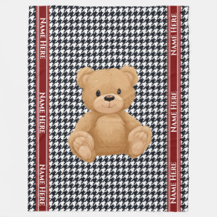 Houndstooth Bear Home Fleece Blanket