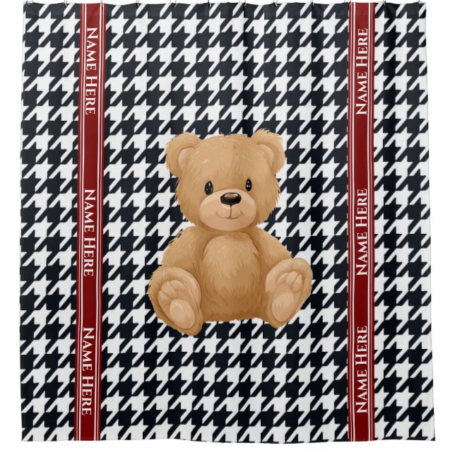 Houndstooth Bear Home, Shower Curtain
