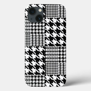 Houndstooth Black And White Patchwork Pattern iPhone 13 Case