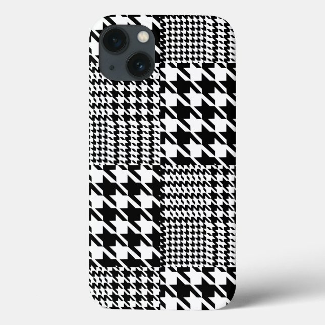 Houndstooth Black And White Patchwork Pattern Case-Mate iPhone Case (Back)