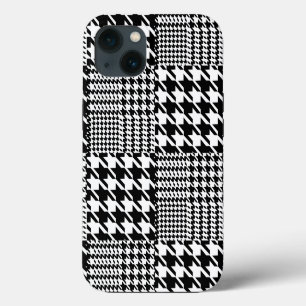 Houndstooth Black And White Patchwork Pattern iPhone 13 Case