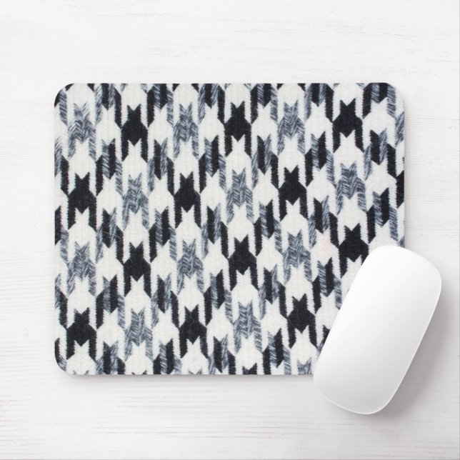 Houndstooth black and white pattern mouse pad (With Mouse)