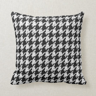 houndstooth black and white with red accent colour cushion