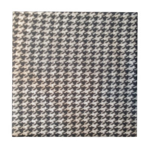 Houndstooth black white elegant chic classic style ceramic tile