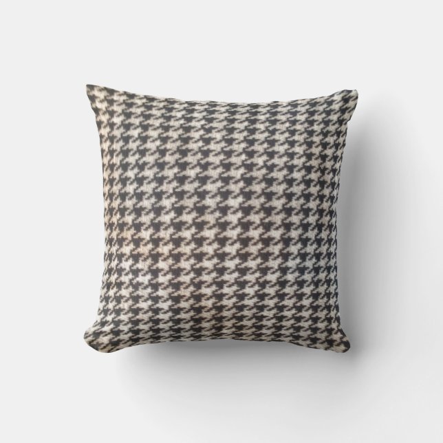 Houndstooth black white elegant chic classic style cushion (Front)