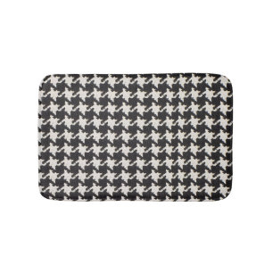Houndstooth Black White Pattern Bath Mat