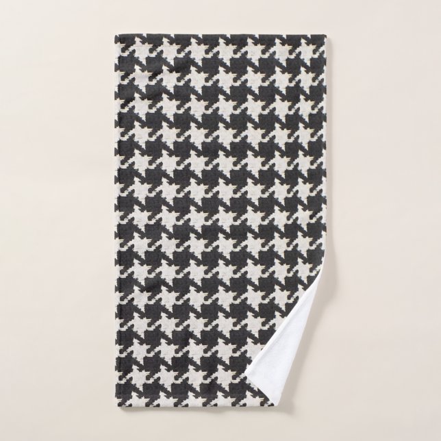Houndstooth Black White Pattern Hand Towel (Hand Towel)