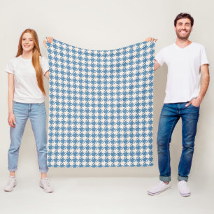 Houndstooth Blue+Cream Pattern Fleece Blanket